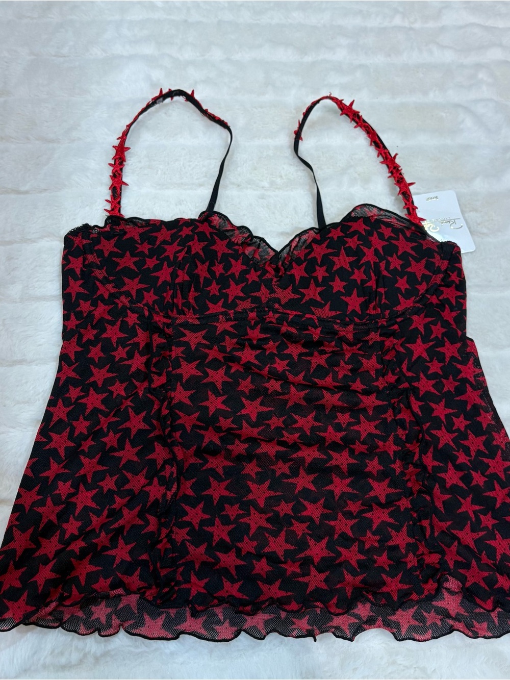 Rene Rofe Red & Black Star Lace Cami